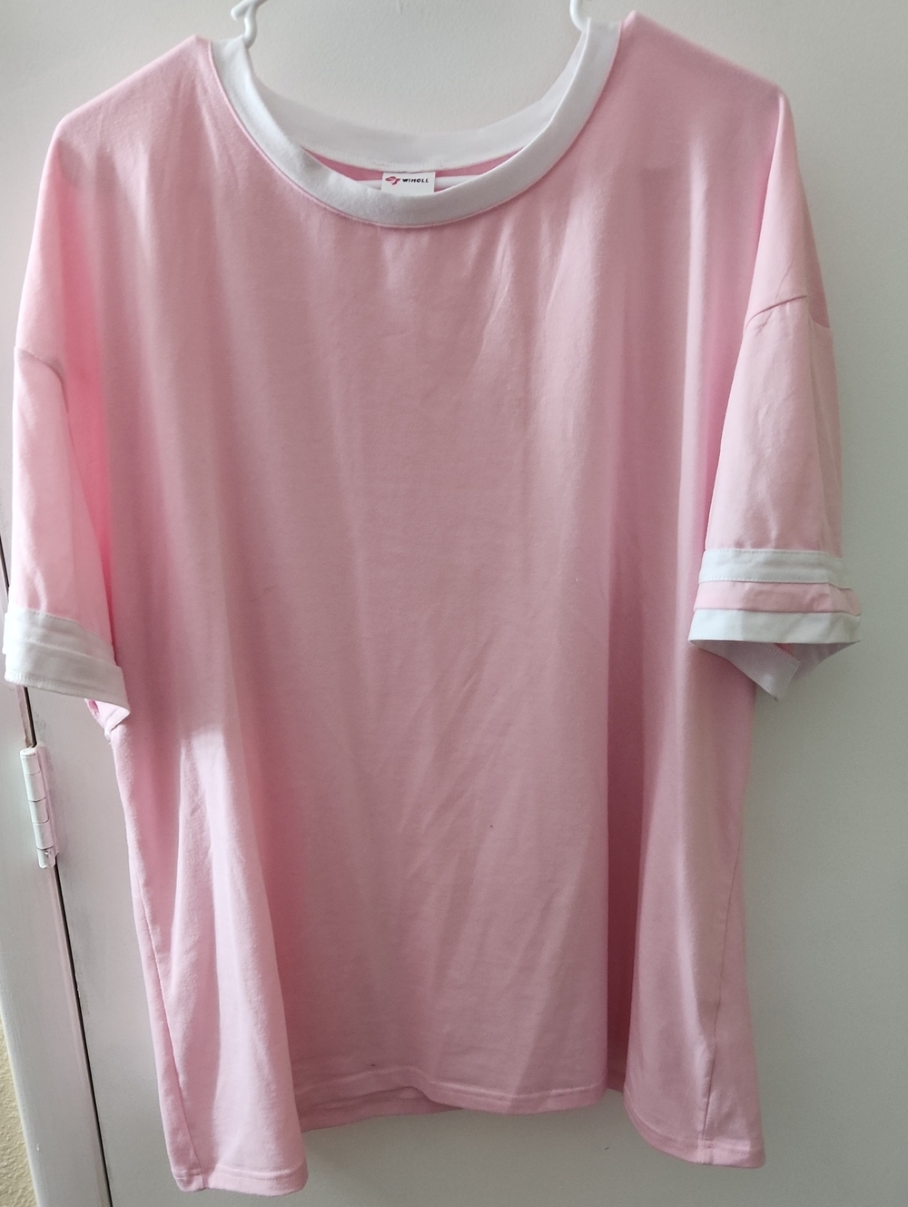 WIHOLL Pink Tee with White Trim